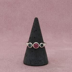 ⚡️reserved⚡️ sterling silver pink tourmaline & aquamarine ring size 8.75